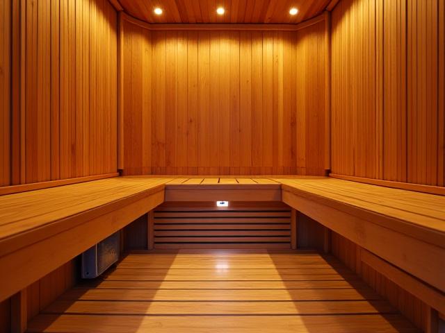 आधुनिक घर में आरामदायक लकड़ी का सौना